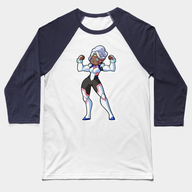 Super Strong Space Mom Baseball T-Shirt by PandemiDoodles